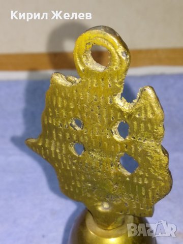 СТАРА БРОНЗОВА КАПИТАНСКА КАМБАНКА ЗВЪНЧЕ за СЕРВИРАНЕ с КРАСИВ БРОНЗОВ ПЛАТНОХОД ВЕТРОХОД 42675, снимка 5 - Декорация за дома - 43980862