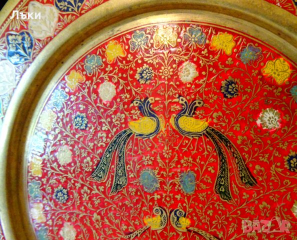 Английски бронзов поднос,плато,пано,клетъчен емайл. , снимка 5 - Антикварни и старинни предмети - 33341329