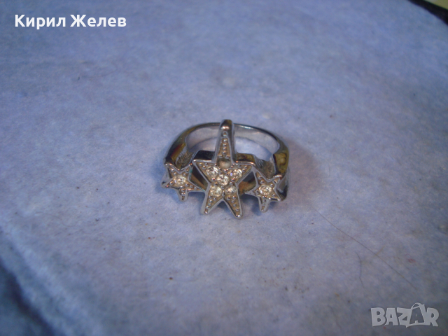 ЗВЕЗДОВИДЕН ПОСРЕБРЕН КРИСТАЛЕН ФИГУРАЛЕН ФЕШЪН АРТ ПРЪСТЕН 3642, снимка 7 - Пръстени - 36423660