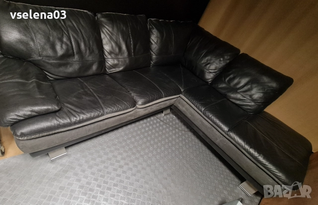 Ъглов диван естествена кожа