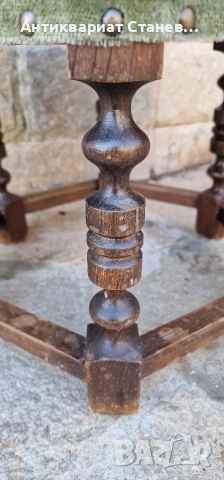 Винтидж дървена табуретка , снимка 10 - Дивани и мека мебел - 52553980