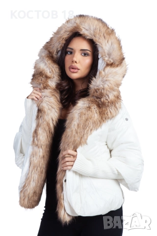 Зимно дамско яке с качулка 4070, яка от изкуствен косъм, снимка 11 - Якета - 52500655