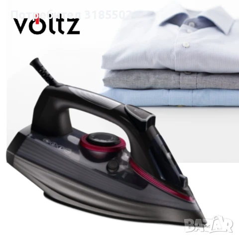 Ютия Voltz, 2600W, 300мл., Черен, 2 ГОДИНИ ГАРАНЦИЯ, снимка 3 - Ютии - 51219578