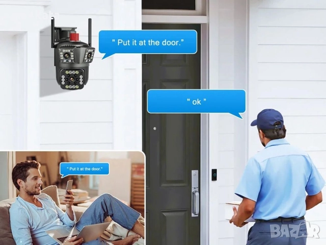 Смарт камера 220V с 3 обектива • Нощно виждане • Завъртане • V380 Pro, снимка 4 - Друга електроника - 52733700