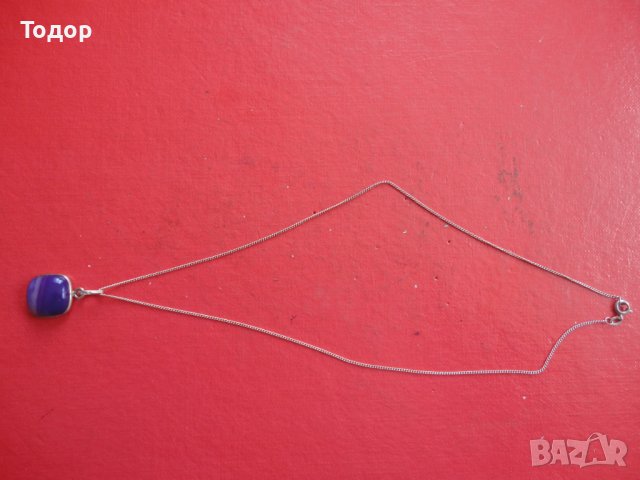 Невероятно сребърно колие с камък 925, снимка 4 - Колиета, медальони, синджири - 40698563