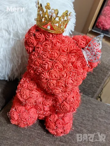 Ръчно изработени мечета от рози от фоам с тюл 25 см.Подходящи за всеки повод. , снимка 2 - Други - 48140202