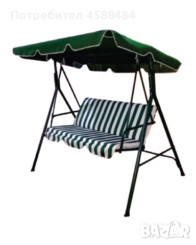 Градинска люлка триместна зелено-бяло рае, снимка 1