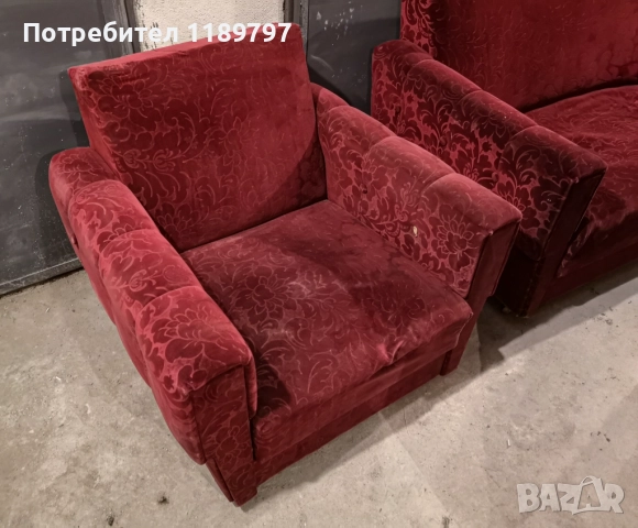 Диван, два фотьойла и таборетка, снимка 6 - Дивани и мека мебел - 52848843