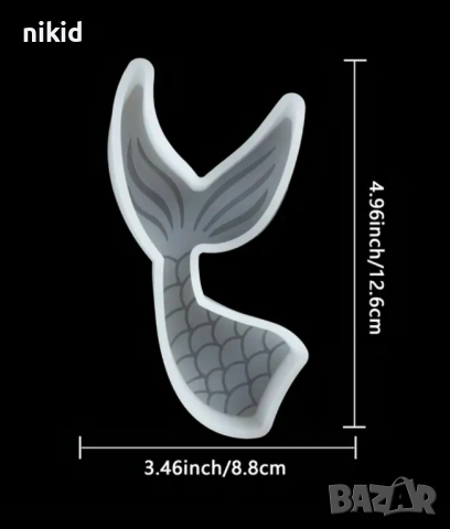 [Грамадна опашка русалка дълбок силиконов молд форма фондан шоколад гипс декор украса, снимка 2 - Форми - 53529480