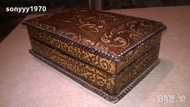 музикална кутия-19х13х7см-дърво и кожа-внос франция, снимка 15 - Колекции - 27161420