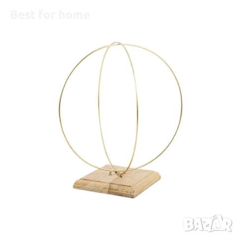 Декоративна статуетка „Двойна златна арка“ върху дървена основа – Ø30 см и Ø28 см