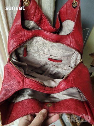 MICHAEL Michael Kors

 естествена кожа червена чанта,ТРИ прегради , снимка 10 - Чанти - 43118730