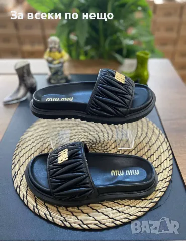 Miu Miu Дамски Чехли Миу Миу - 2 Налични Цвята Код A575, снимка 3 - Чехли - 50370299