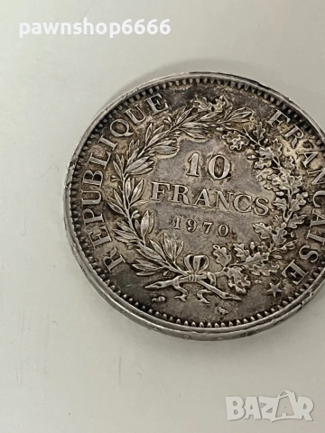 Сребърна монета Франция 10 франка, 1970, снимка 5 - Нумизматика и бонистика - 52606698