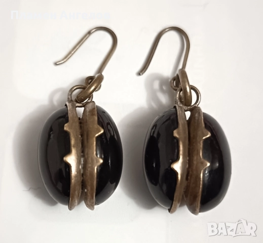 Винтидж, антикварни, посребрени обеци. 