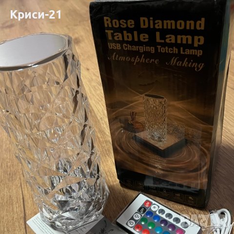 Кристална нощна лампа прожекция роза remote, снимка 5 - Настолни лампи - 43750634