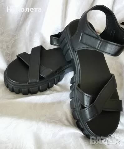 Дамски черни сандали, снимка 5 - Сандали - 51295798