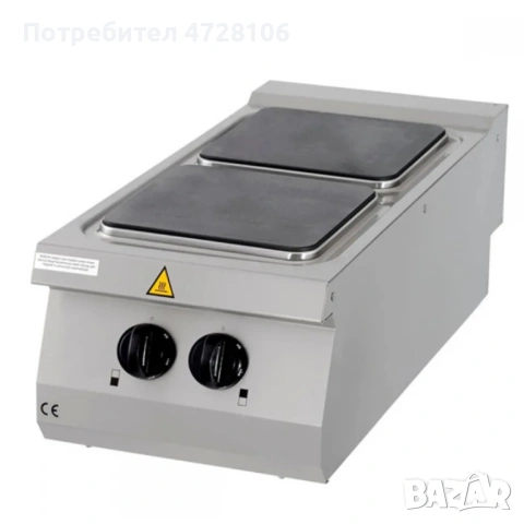 Професионален електрически котлон с 2 квадратни чугунени плочи 30×30 см