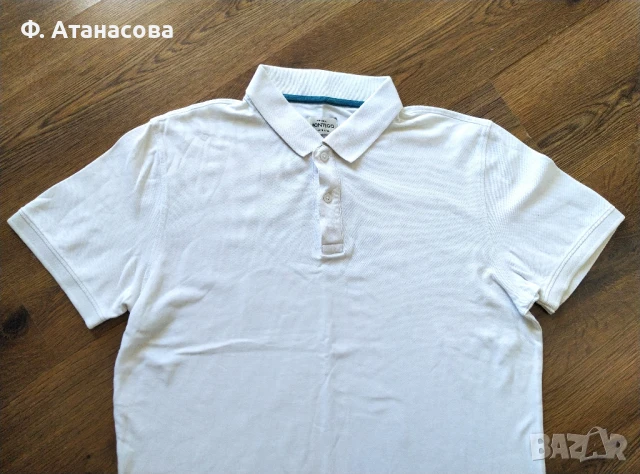 Мъжка бяла тениска тип поло Монтего Montego, размер XL ХЛ, оригинална, снимка 2 - Тениски - 51286378