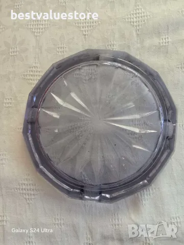 Стъклен Пепелник Лилав Масивен, снимка 3 - Други - 47911149