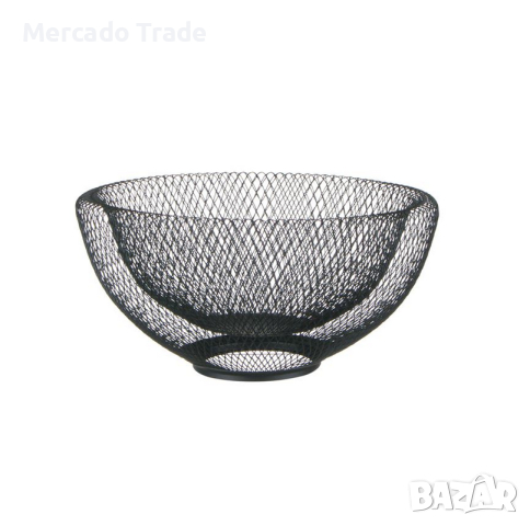 Кръгла фруктиера с поставка Mercado Trade, Метал, Черен, Мрежа