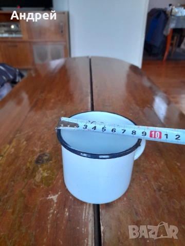 Старо емайлирано канче,чаша #14, снимка 4 - Други ценни предмети - 52202771