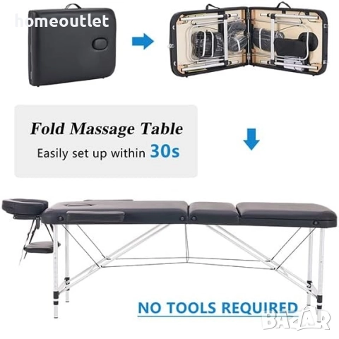 ПРОМОЦИЯ Многофункционална сгъваема маса за масаж YOUNIKE YNK-60-A3-BLACK, снимка 4 - Спални и легла - 52838408