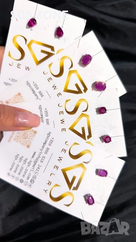 Сребърни обеци с рубин., снимка 2 - Обеци - 52873074