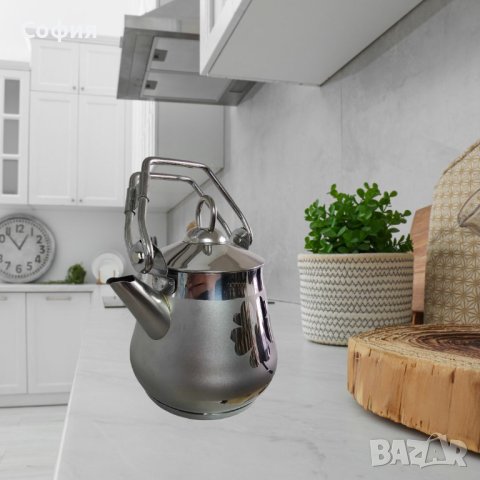Чайник от неръждаема стомана с двойно дъно, снимка 3 - Аксесоари за кухня - 43006324