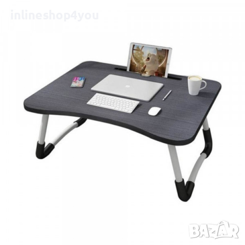Сгъваема маса-бюро с поставка за чаша и таблет/телефон/екран, снимка 2 - Бюра - 36482207
