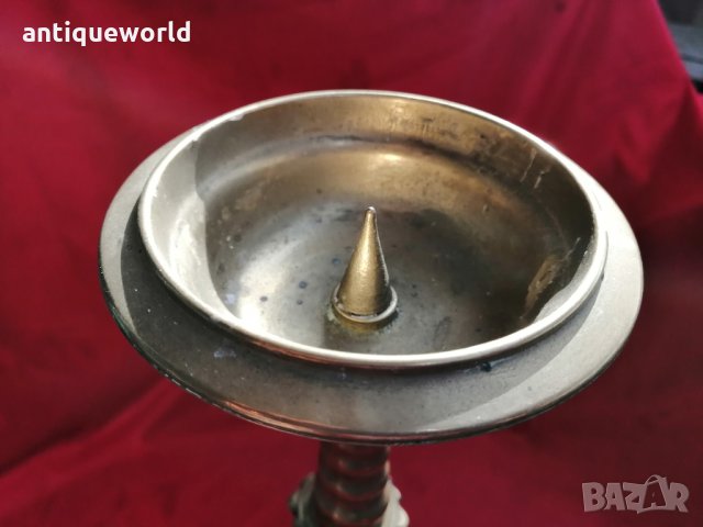 Масивен Стар Бронзов Църковен Свещник, снимка 6 - Антикварни и старинни предмети - 28207257