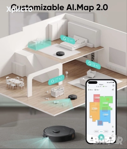 НОВО!!! Робот прахосмукачка Eufy X8 Pro, мощно засмукване 2x4000 Pa, снимка 4 - Прахосмукачки - 53388934