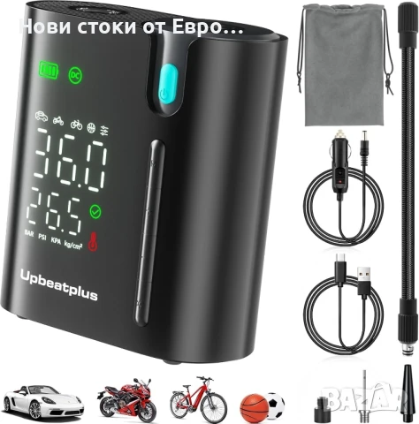 Преносима помпа за гуми T1 със 160 PSI, 4 пъти по-бърза въздушна помпа, безжична