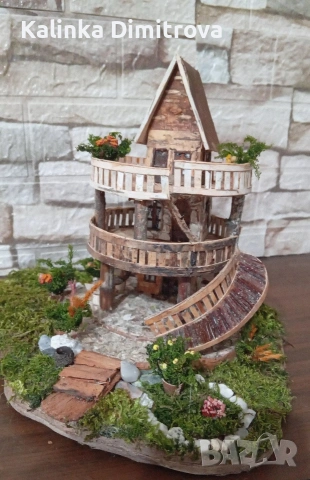 Къща с цветя на три нива-ръчна изработка., снимка 12 - Декорация за дома - 53055284