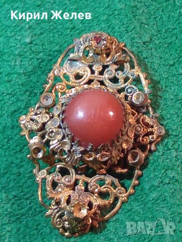 ПРЕКРАСНА СТАРИННА ФИЛИГРАННА БРОНЗОВА ПОЗЛАТЕНА АР НУВО РЕТРО БРОШКА МАЙСТОРСКА ИЗРАБОТКА 31393, снимка 11 - Антикварни и старинни предмети - 38032397