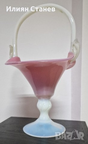 Уникално красива кошница в цвят  розово и млечно ягодово мляко., снимка 7 - Антикварни и старинни предмети - 43640369