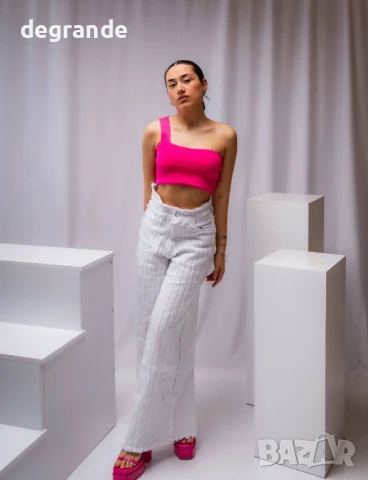 Уникални Бели дънки широк крачол