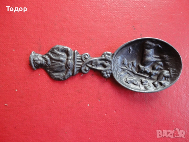 Старинна релефна калаена лъжичка  Холандия 1, снимка 6 - Антикварни и старинни предмети - 53023032