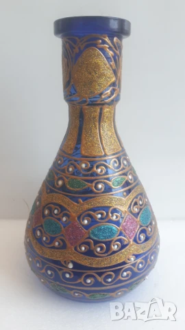 Стъклена красива ваза с орнаменти, снимка 2 - Вази - 51419582