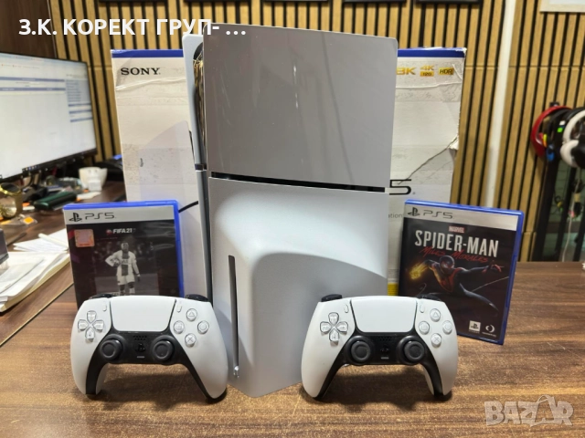 Sony PlayStation 5 (PS5) Slim Disc Edition с 2 джойстика и 2 игри