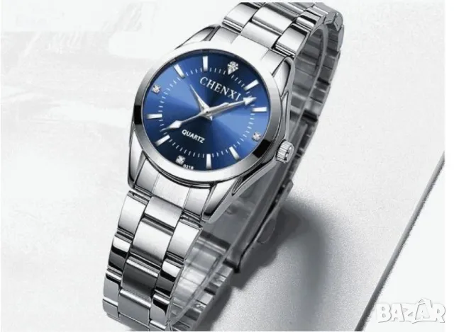 Оригинален Дамски ръчен часовник с кварцов механизъм и метална каишка, снимка 15 - Дамски - 47817516