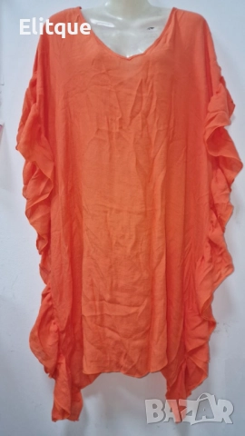 Плажна рокля с къдрички в свободна кройка, универсален размер. Дължина-85см;Ширина-60см., снимка 2 - Рокли - 52894994