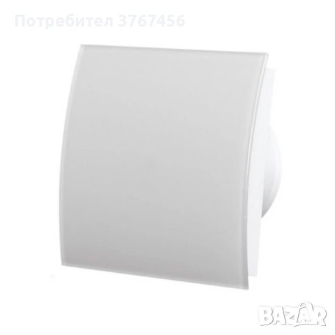 Бял мат 105 м3/ч Извито Стъкло Дизайнерски вентилатор MM-Р Ф100 с клапа, 220 VAC,13 W, 163х163x96 mm