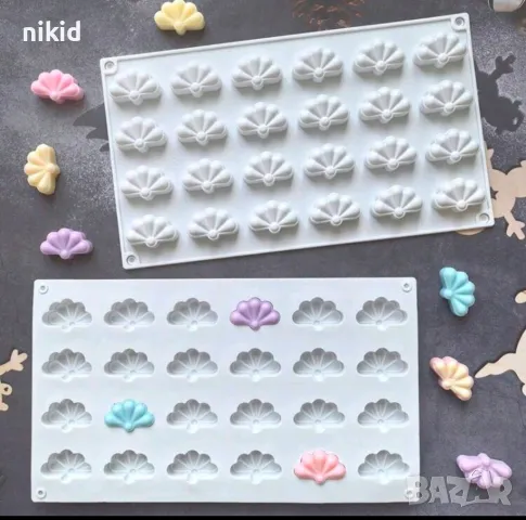 24 мини полу ветрило цвете силиконов молд форма фондан шоколад гипс, снимка 2 - Форми - 48954825