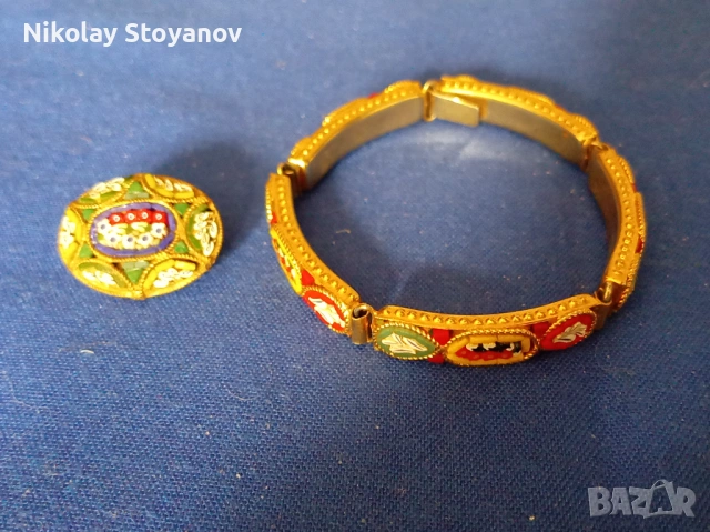 Гривна и брошка - Венецианска музайка, снимка 3 - Антикварни и старинни предмети - 53234163