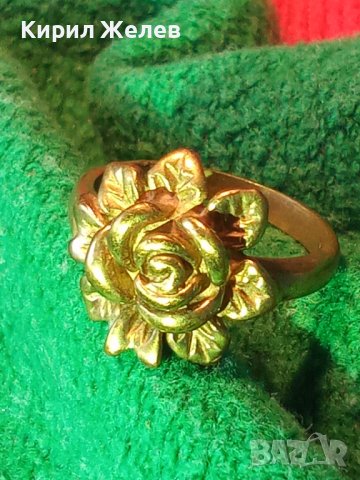 Старинен бронзов пръстен роза ювелирна изработка уникат -12739, снимка 5 - Антикварни и старинни предмети - 28889239