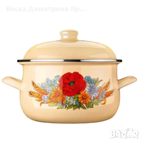 Емайлирана тенджера с капак, Brio Field Flowers, снимка 3 - Съдове за готвене - 49249150