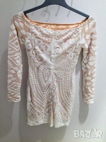  Луксозна бяла рокля с пайети кръщене, снимка 11 - Рокли - 27550095