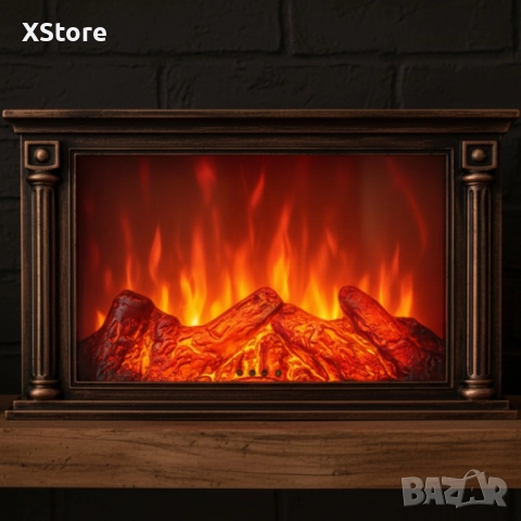 LED камина с ефект на тлеещи въглени – безопасна и стилна атмосфера у дома. Бяла/кафява, снимка 3 - Други - 52440136