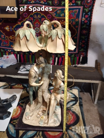  Страхотна Порцеланова Винтидж Настолна Лампа, снимка 11 - Настолни лампи - 53423921